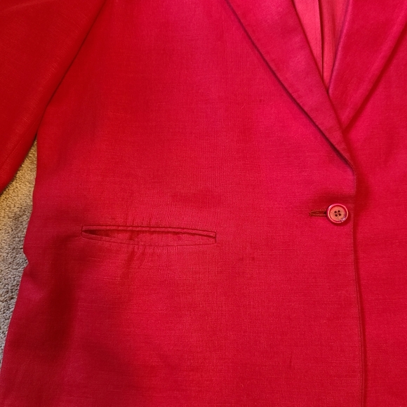 LL Bean Vintage Women's Blazer Size 20 Petite Linen Cotton Blend Red Long Sleeve - Picture 8 of 10